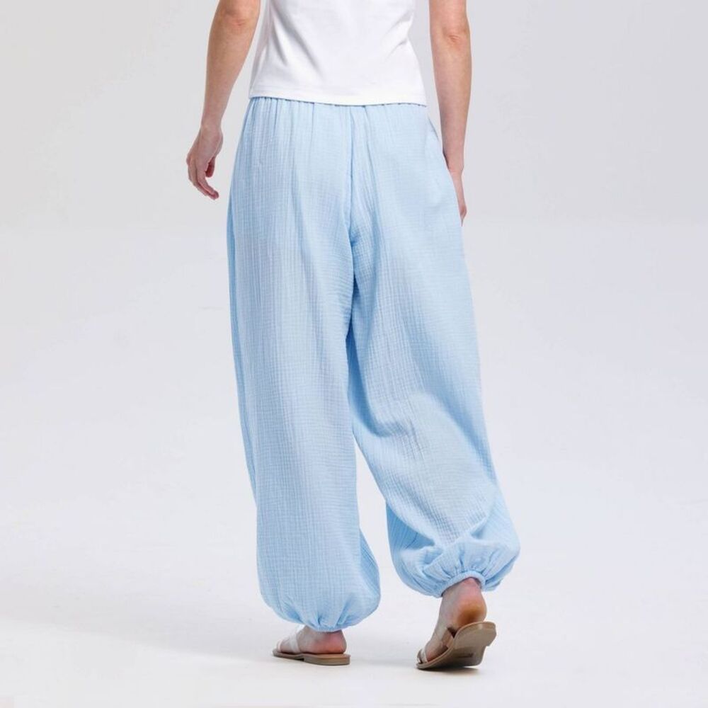 A New Day - Women's High-Rise Crinkle Gauze Wide Leg Balloon P Light Blue - Picture 2 of 4